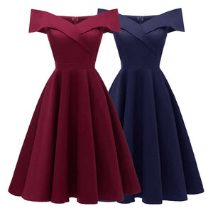 Women-Off-Shoulder-Dress-Sexy-V-Neck-Short-Sleeve-Solid-1950s-Vintage-A-line-Swing-Dress.jpg_q50.jpg